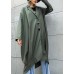 boutique gray green Coats Women oversize maxi coat Notched pockets asymmetric outwear