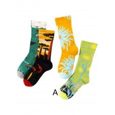 Modern Cartoon printing Jacquard Cotton Mid Calf Socks